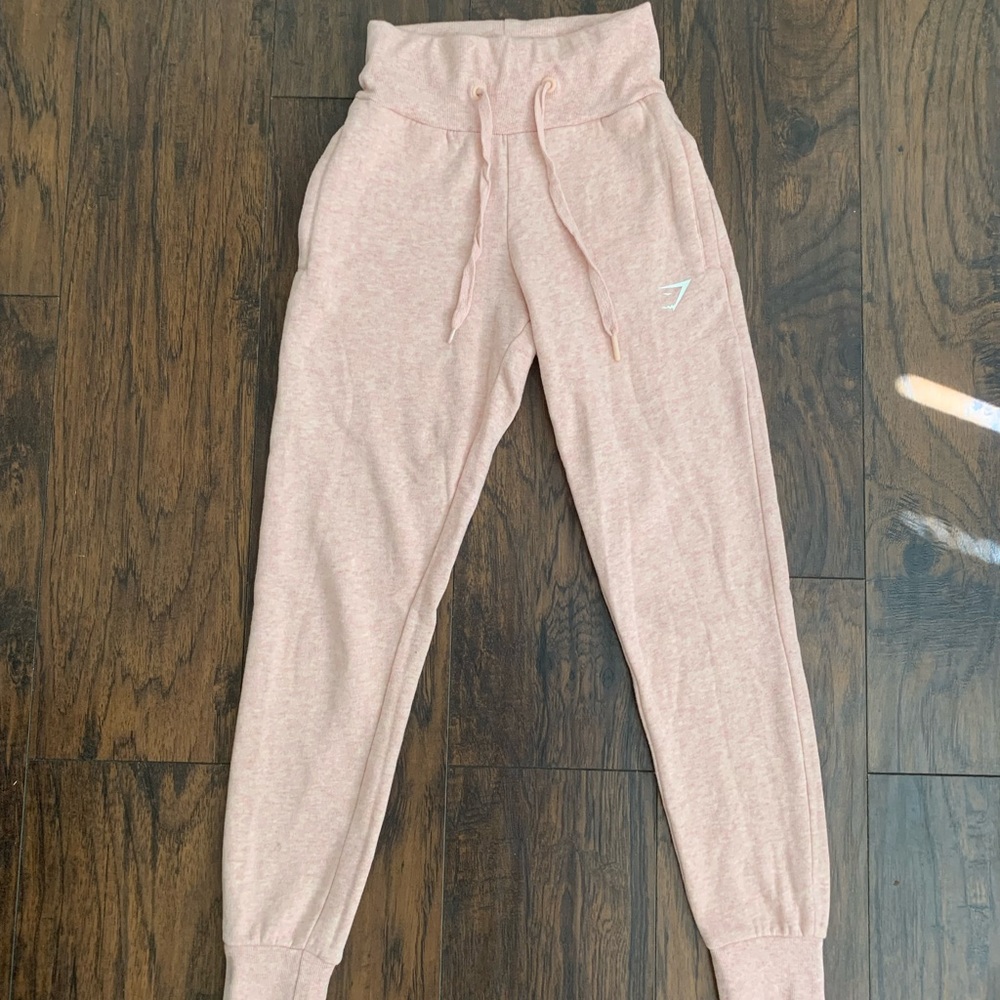 High Waisted Pink Marl Gymshark Sweat Pant Joggers